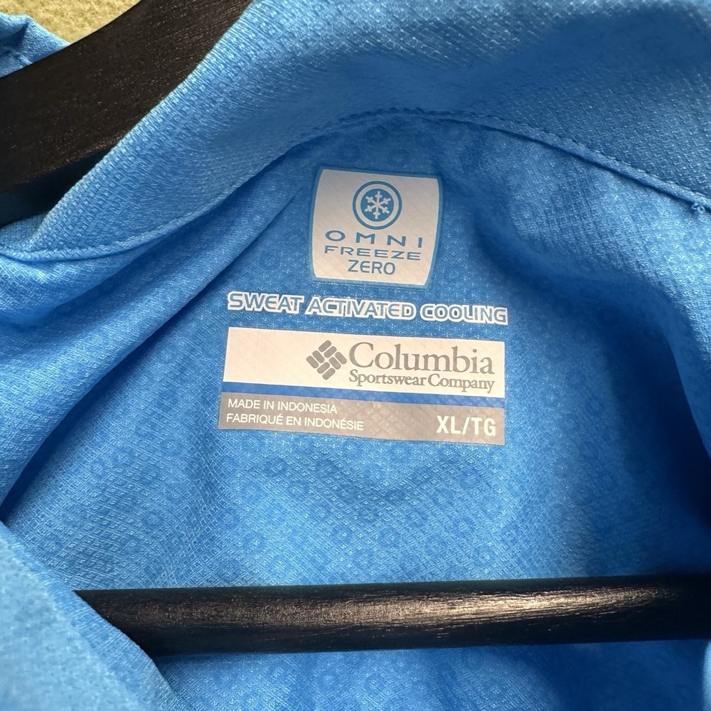 Columbia Force XII ZERO LS Hybrid PFG Omni-Shade UPF 50 Mens XL Blue Shirt - Picture 5 of 9